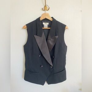 Liz Claiborne Black Double-Breasted Tuxedo Vest